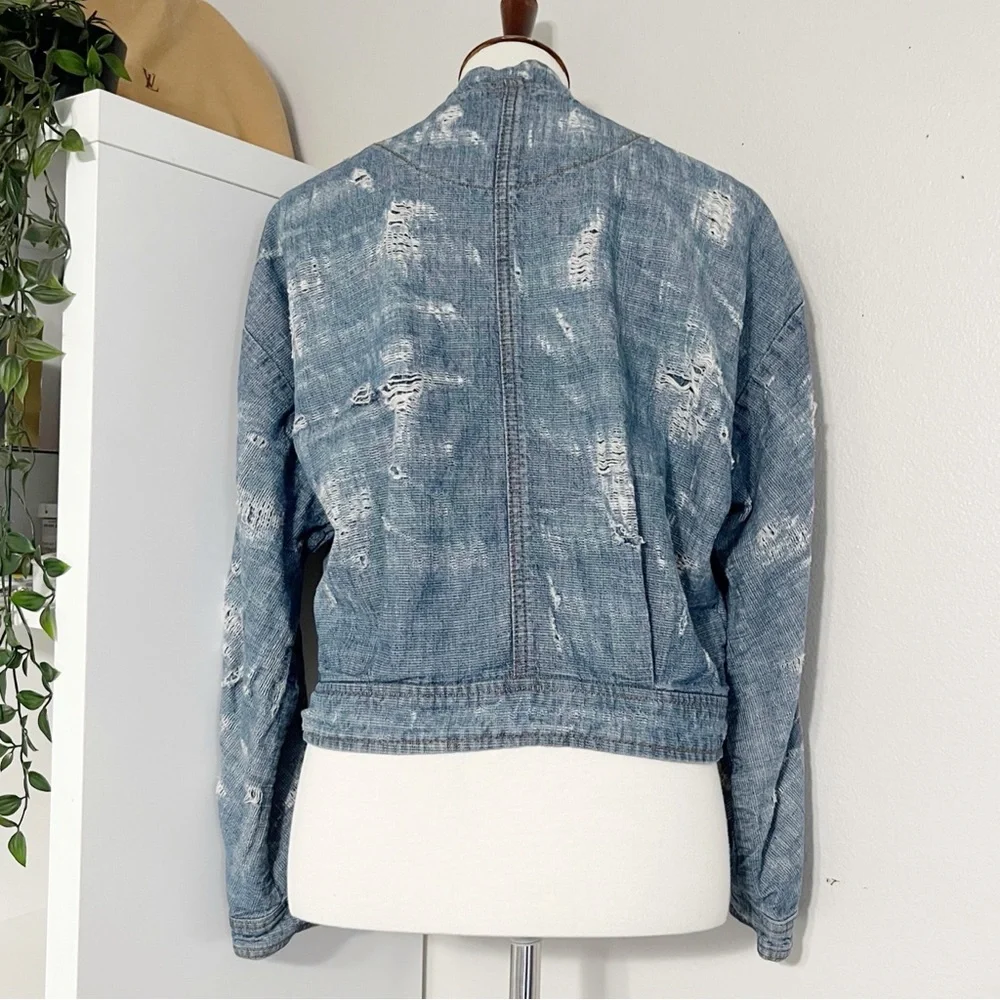 Free People Tattered Tennis Jacket In Indigo Size XS - Picture 7 of 12